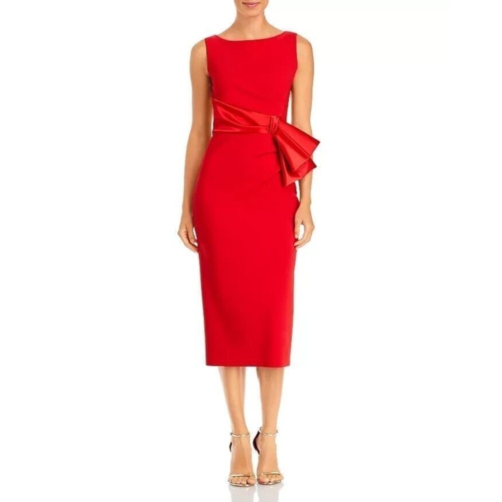 Chiara Boni La Petite Robe Yazhi Ra Midi Dress Size 4 Red